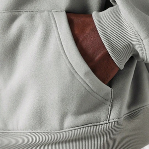 Sweat à capuche pour homme avec logo personnalisé, 100% coton, épaules tombantes, impression personnalisée, streetwear, sweat à capuche surdimensionné et lourd pour homme - Product Image 3