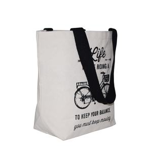 Sac promotionnel en coton, longue poignée, une couleur, noir, impression de logo, motif, design, sac fourre-tout en toile naturelle de 12 OZ pour le shopping - Product Image 2