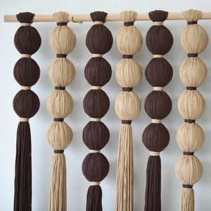 <b>Boho</b> <b>Wall</b> Decor Natural Brown Khaki Sphericity Cotton Textile Fiber Yarn <b>Wall</b> Art Handmade For Livingroom Bedroom - Product Image 2
