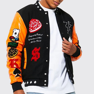 Chaqueta Varsity de Hombre para Primavera, Resistente al Viento, Gruesa, de Color Sólido, con Cuello Alto, Cierre de Botones con Logotipo Frontal, 100% Lana - Product Image 2