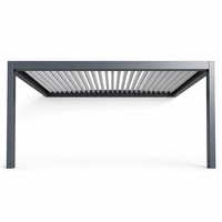 Pergola motorisée à lames orientables en alliage d'aluminium thermolaqué, avec capteur de pluie, LED, écologique, résistante au vent, pour jardin extérieur