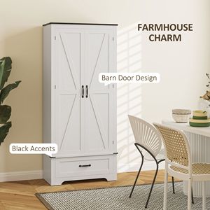 72-Inch Distressed White Farmhouse <b>Pantry</b> Cabinet with Adjustable Shelves and 2 Doors for <b>Kitchen</b> Storage - Product Image 6