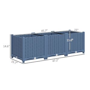 Fioriera Rialzata Classica Blu 4 x 1 x 1 piedi in Plastica per Esterni con Fori di Drenaggio per Verdure ed Erbe Aromatiche, Finitura Ruggine - Product Image 3