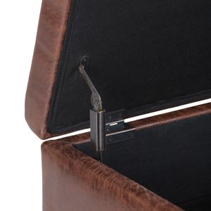 Owen Distressed Saddle Brown Coffee Table <b>Storage</b> Ottoman <b>Stools</b> & Ottomans - Product Image 2