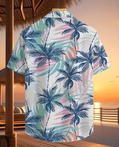 เสื้อฮาวายชาย แขนสั้น ปกคอพับ ลายต้นปาล์ม ระบายอากาศได้ดี เหมาะสำหรับวันหยุดฤดูร้อน - Product Image 3