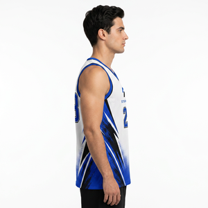 Storm Fit Men's Sublimated Basketball Jersey V-Neck Sleeveless Moisture Wicking White Blue Team Number 23 <b>Athletic</b> - Product Image 3