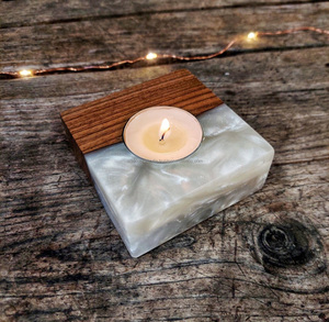 Unique Resin Wood <b>Tea</b> <b>Light</b> Holder Handmade Polished Stand <b>Lantern</b> Jars Craft Square India Christmas Home Decoration Hand Carved - Product Image 4