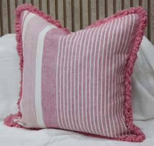 Classic Stripe 100% Pure Linen <b>Cushion</b> <b>Cover</b> with Fringe Edge Throw Pillow Case OEM ODM Supplier Manufacturer Custom Made - Product Image 4