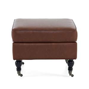 Gambe in legno massello marrone e ruote in cuoio PU sgabelli Ottoman e pouf prodotto - Product Image 4