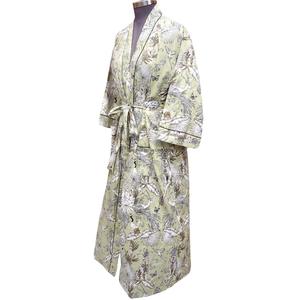 Bata Larga con Estampado Floral para Mujer, 100% Algodón, Cuello en V, Manga Larga, Suave, Informal, Transpirable, de Secado Rápido, Kimono de Verano con Cinturón - Product Image 2