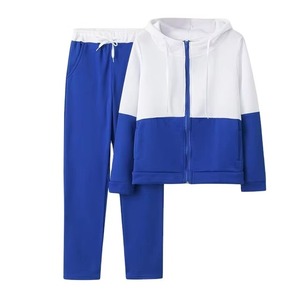 Women's Black White Color Blocking Tracksuit Full Sleeve <b>Hooded</b> Zipper Casual Sporty Style Breathable Regular Fit Autumn Wear - Product Image 2
