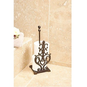 Floor Standing Iron Tissue Paper Holder With Built In Storage <b>Rack</b> For Bathroom Organization And Decorative Use - Product Image 1