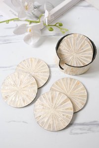 Classic Eco-Friendly Mop Coasters Pearl Lacquered Mosaic Handmade <b>Teacup</b> Gift for Kitchen Table Hot Drinks - Product Image 4
