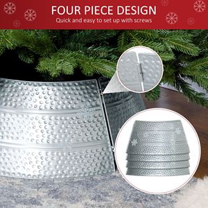 Collare per Albero di Natale Fatto a Mano da 26 Pollici in Argento con Anello in Acciaio e Decorazione a Fiocco di Neve Inciso, Decorazione Natalizia Fai-da-Te da Appendere - Product Image 6