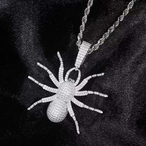 Collar de Plata de Ley 925 con Colgante de Araña 3D Helada, Joyería Hip Hop para Hombre, Moissanita Creada en Laboratorio, Chapado en Oro, Diseño Animal - Product Image 4