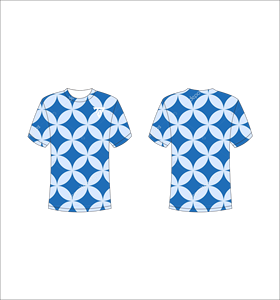 T-shirt personnalisé pour homme en gros, motif géométrique bleu, tee-shirt graphique de haute qualité, sublimation cercles abstraits, streetwear pour hommes en vrac - Product Image 1