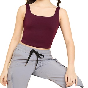 Nueva llegada personalizada de las mujeres camiseta sin mangas liso patrón sólido deportes Fitness OEM servicio corto largo Tops Color sólido - Product Image 1