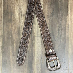 Nouveau personnalisé à la main en cuir de vache pleine fleur mince boucle ardillon ceinture en cuir repoussé à la main ceinture réglable pour hommes et femmes - Product Image 5