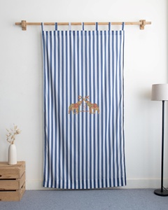 Rideaux et cantonnières en coton imprimés à la main, 2 panneaux, motif rayé, pour chambre à coucher, décoration de fenêtre style ferme - Product Image 4