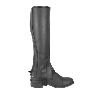 Custom Genuine Leather Horse Riding <b>Chaps</b> Adjustable Equestrian <b>Half</b> Gaiters Professional Unisex Outdoor Riding Leg Protection - Product Image 3