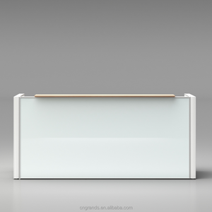 طاولة استقبال مستقيمة فاخرة مخصصة للمستشفيات/المكاتب/مراكز التسوق/الردهات/المتاجر بإطار من الألومنيوم مع الزجاج والفولاذ - Product Image 4