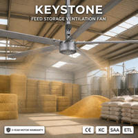 Ventilador de Techo HVLS de Amplia Cobertura Keystone, Equipo de Ventilación Todo en Uno para Corrales, Áreas de Descanso y Contenedores