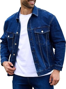 Men's Classic Denim Jacket Solid Color Turn-down Collar Casual Style Single Breasted <b>Button</b> Front Regular Fit Autumn Wear - Product Image 4