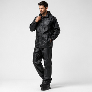 Ensemble imperméable pour homme, veste et pantalon en polyester à manches longues, noir, toutes saisons, vêtements d'extérieur - Product Image 5