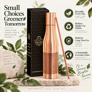Botella de agua de cobre puro de alta calidad, 1 litro, diseño champán con grabado y pajita de cobre para el hogar y la oficina, botella de cobre puro. - Product Image 3
