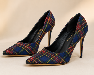 Chaussures à talons hauts élégantes pour femmes, motif tartan écossais spécial mariage, escarpins à talon aiguille, design personnalisé, fournisseur en gros - Product Image 2