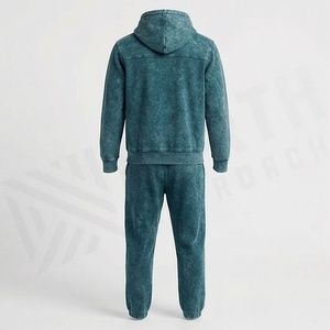 Conjunto de Sudadera Holgada y Pantalones Acampanados Personalizados para Hombre, Estilo Urbano, con Lavado Ácido, Estampado DTG, Corte Recortado - Product Image 2