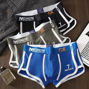Premium <b>Custom</b> Logo on Waist Men's <b>Boxer</b> Briefs | 100% Cotton Knitted Mid-Rise Quick Dry Underwear | Breathable ODM Manufacturer - Product Image 1