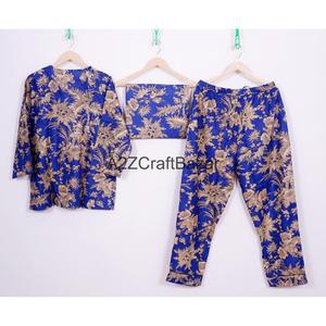 Ensemble de pyjama décontracté pour femmes imprimé sur mesure, à fleurs, 100% coton, avec taille élastique et manches longues, pour l'automne/le printemps/l'été - Product Image 6