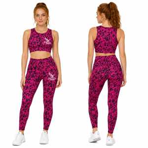 High Waist Floral Print Yoga Leggings <b>Tummy</b> <b>Control</b> Workout Pants With Pocket Custom Logo for Women - Product Image 1
