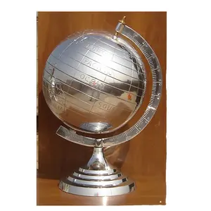 Spinning silver metal globe