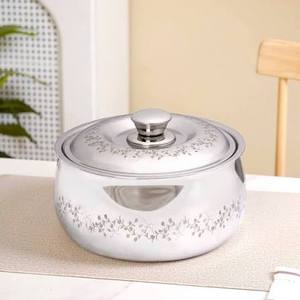 Casserole en acier inoxydable avec couvercle, design moderne rond, durable, compatible gaz et induction, passe au lave-vaisselle - Product Image 1