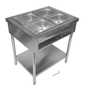 Scaldavivande Elettrico Professionale in Acciaio Inox a 4 Vasche per Catene di Fast Food e Catering a Buffet - Product Image 5