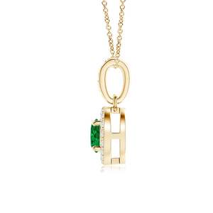 Colgante Flotante de Oro Sólido de 14K con Esmeralda Natural y Halo de Diamantes, Joyería Fina, Regalo de Aniversario o Piedra de Nacimiento de Mayo para Ella 2026 - Product Image 3