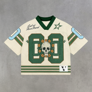 Camiseta Deportiva Corta Personalizada para Hombre, Estilo Vintage, para Fútbol, Baloncesto, Fútbol Americano, con Estampado Retro y Malla - Product Image 1