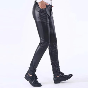 Pantalon chino en similicuir pour homme, coupe slim, léger, imperméable, respirant, taille mi-haute, fermeture boutonnée, coupe droite, streetwear - Product Image 3