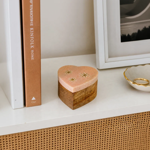 Mango Wood Foldable Carved Heart Jewelry <b>Box</b> with Star Circle Flower Pattern for Keepsake Storage and Multipurpose Use - Product Image 6