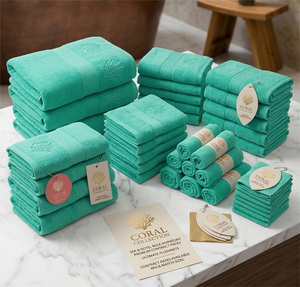 Toallas de Mano Desechables de Algodón Orgánico Color Verde Agua, Altamente Absorbentes, Teñidas en Color Marrón, para Spa, Viajes, Playa y Piscina - Product Image 3
