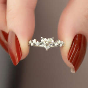 IGI/GIA Lab Grown Vintage 14K oro blanco Unisex boda/anillo de compromiso corte diamante aniversario fiesta regalo con corte de pera diamante - Product Image 1