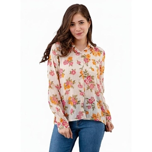 Camisa de Playa para Mujer, Corte Holgado, Ligera, Informal, con Botones, para Verano - Product Image 1