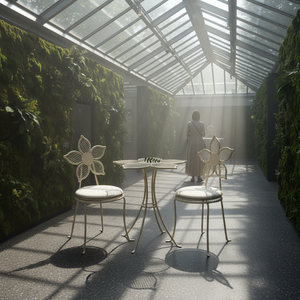 Ensemble de bistrot d'extérieur à motif floral, chaise et table de jardin en métal, ensemble de salle à manger, patio, balcon, jardin, café, terrasse, décoration de style campagnard français - Product Image 3