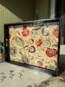 Plateau de petit-déjeuner multifonctionnel en MDF émaillé avec poignées pour le thé, le café et les collations - Product Image 5