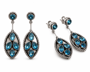 Wholesale Supplier <b>Oxidized</b> Silver Bezel Setting Dangler Drop Earrings Women | Direct Factory Manufacturer Hot Selling - Product Image 5