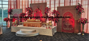 Indian Wedding Peacock Design Laser Cut Frames Gold Laser Cut Peacock Wedding Backdrop Panel Stage Decor Panels for Mehndi Stage - Product Image 6