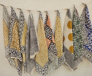 Block Printed Cotton Bandana Natural Hair & Face Scarves <b>Head</b> Scarves Hair <b>Wrap</b> Summer Beach Square Accessories Gift For Women - Product Image 1