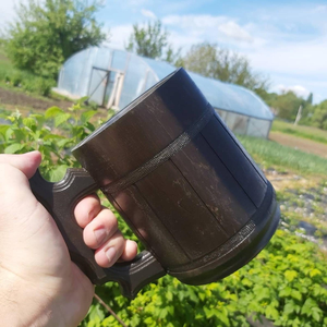 Mug en bois artisanal écologique personnalisé 20 oz, style ancien, brun, avec logo personnalisé - Product Image 3